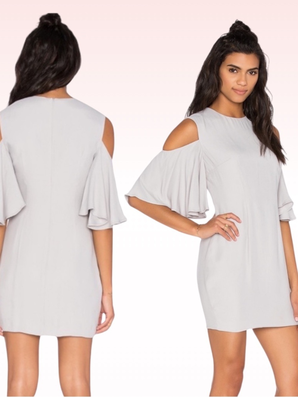 Nwt KEEPSAKE THE LABEL “Believer” Gray Cut Sleeve Ruffle Dress (Sz L)